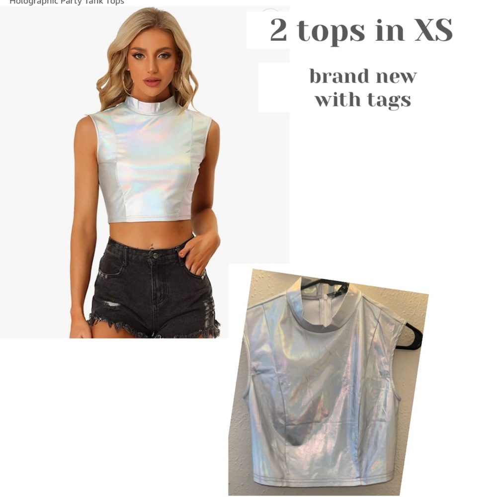 Brand New ,Silver holographic, crop tank top. They can be used for dance